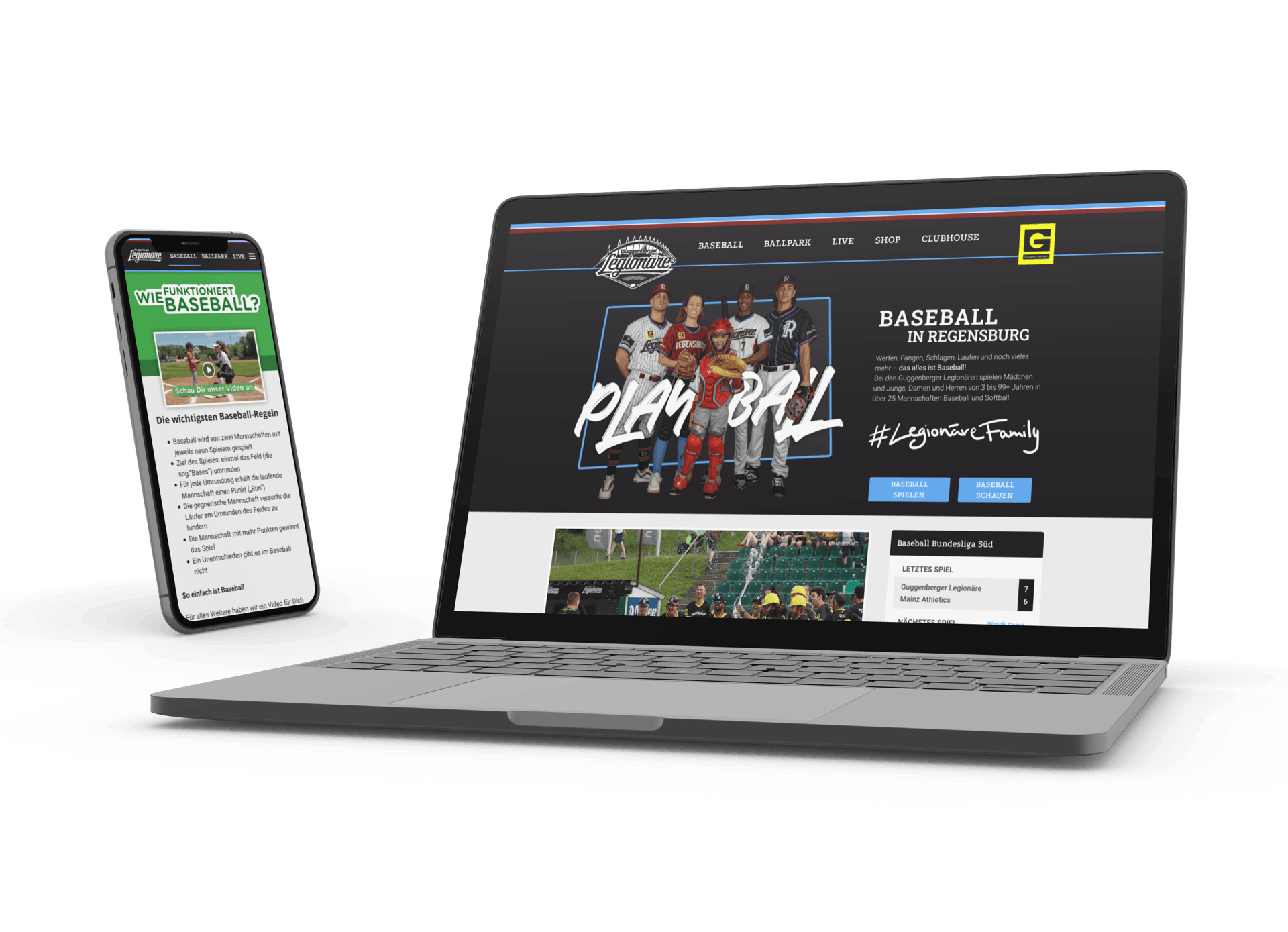 Legionäre Website auf ein Laptop und Smartphone. 